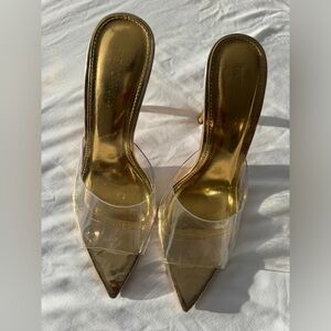 Gold pvc mules
